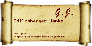 Günsberger Janka névjegykártya
